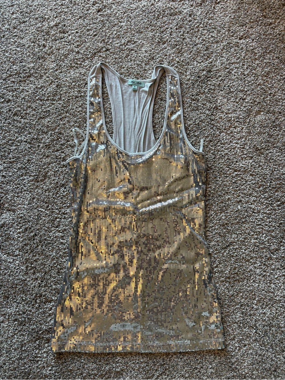 Silver Sequin Racerback Tank Top